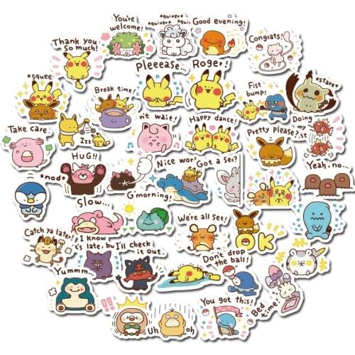 40Pcs/Set Cartoon Snorlax Mimikyu Eevee Bulbasaur Pokemones Stickers Wall Laptop Car Stickers Amine Pokemoned Figures Toys Gifts