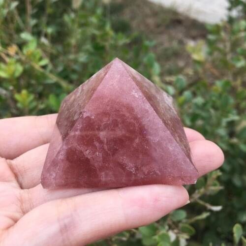 48mm Natural Strawberry color crystal Pyramid Gemstone Crystal Healing