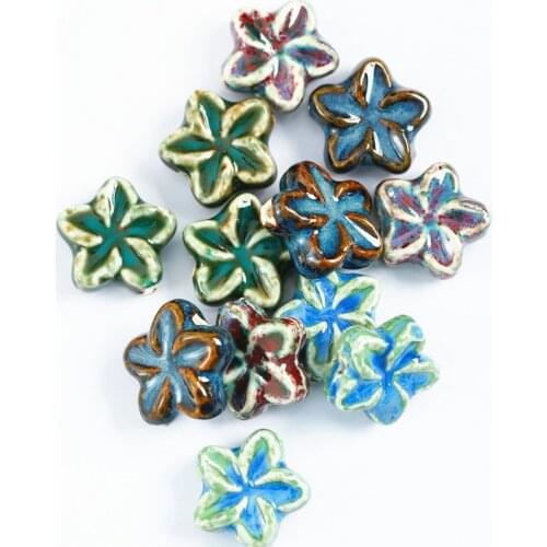 5 PCS 29mm Flower Ceramic Beads Handmade Loose Spacer Beads DIY Hand Made Accessories For Jewelry Making