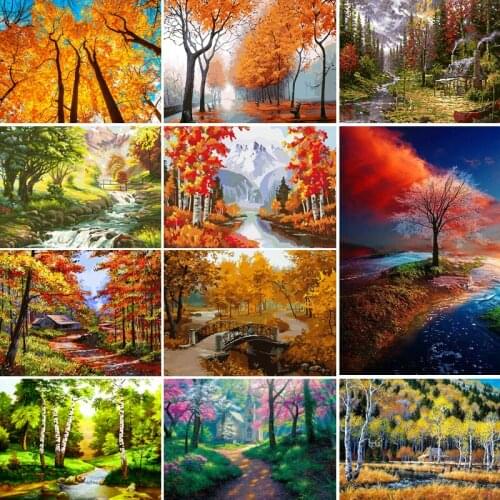 50/65/75CM DIY tree Children Painting By Numbers Picture Colouring Zero Basis HandPainted Oil Painting Unique Gift Home Decor