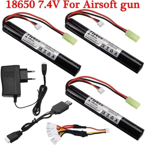 7.4V Lipo Battery with charger cable set Airsoft gun battery AKKU For Mini Airsoft toys Gun 2S 2200mAh Battery model parts