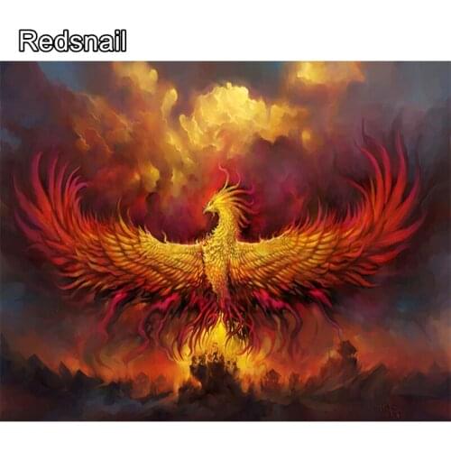DIY 5D Diamond Painting Diamond Embroidery Fire Phoenix Picture Of Rhinestones Mosaic Drawings Animal TT912