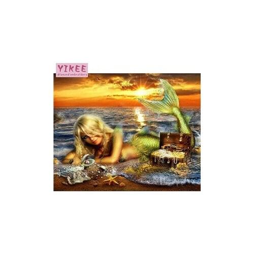 Diamond painting full drill,square diamond painting,diamond painting mermaid