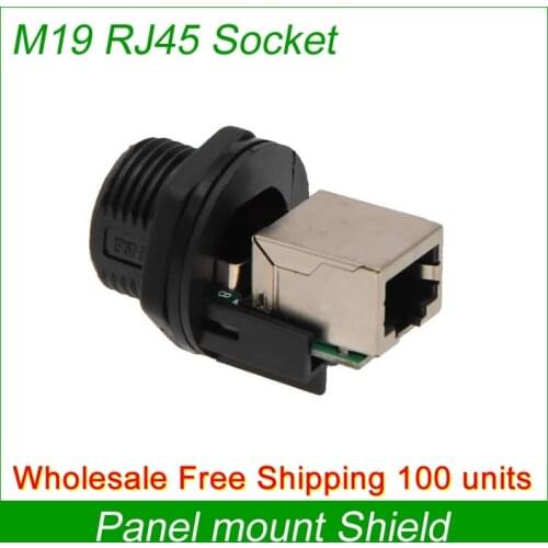 Free Shipping Wholesale 100 units RJ45 Panel Mount waterproof Connector joint Outdoor AP socket Gigabit Straight head with cap