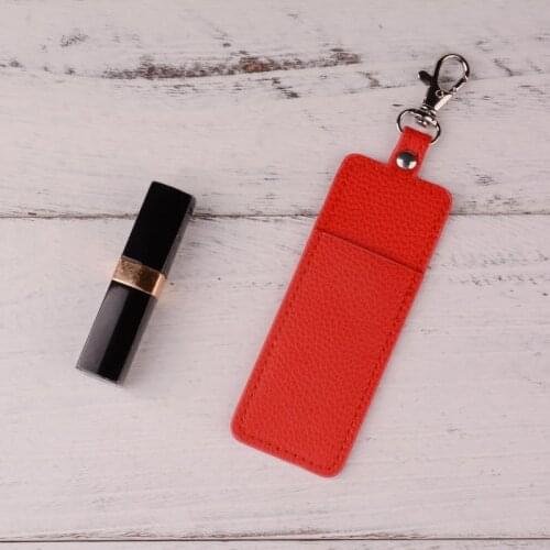 New Fashion Lipstick bag PU Leather Keychain Key buckle Accessory Key Chain Gifts Accessories Lip Balm Lipsticks Keyrings DZ0154