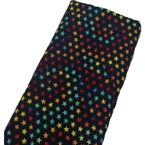 Brand New Black Rainbow Colorful Fivestar Printed Cotton Fabric 50x105cm Five Star Fabric Patchwork for Cloth Dress Party Home D