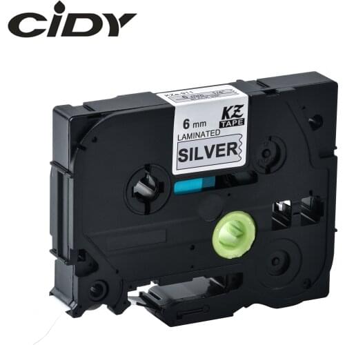 CIDY Tze 911 Tz911 6mm Black on silver Laminated Compatible P touch tze-911 tz-911 tze911 Tze Label Tape Cassette Cartridge