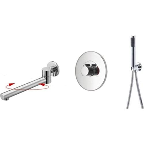 Long Spout Bathtub Faucet Wall Mounted Bathroom Basin Mixer Hand Shower Head Bath & Shower Faucet BF309