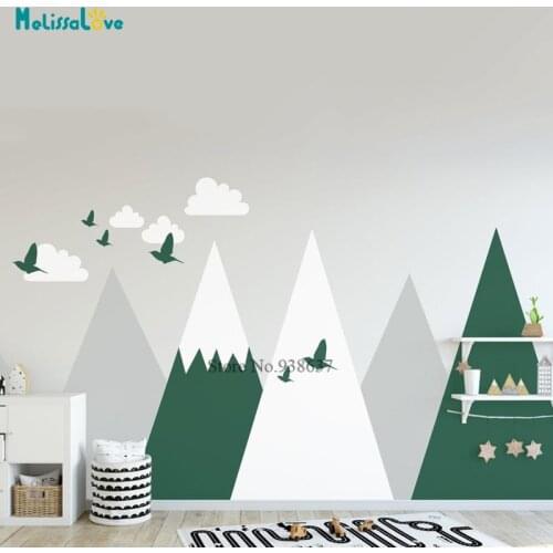 Mountain Kids Woodland Themed Nursery Navy Baby Room Decal Self Adhesive Decor Removable Vinyl BB869