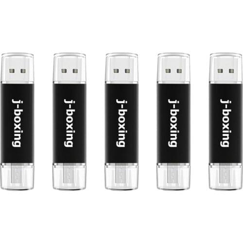 J-boxing 5PCS OTG USB Flash Pendrive 8GB 16GB Micro Dual Port USB Flash Drive for Samsung Huawei Laptop 32 GB 64 GB 128 GB Black