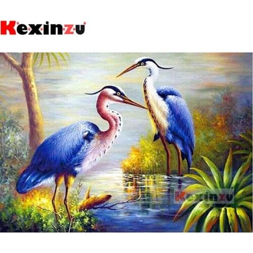 Kexinzu Full 5D DIY Square/Round Drill Diamond Painting "Forest blue bird" 3d Embroidery Mosaic Cross Stitch Decor Gift X45410