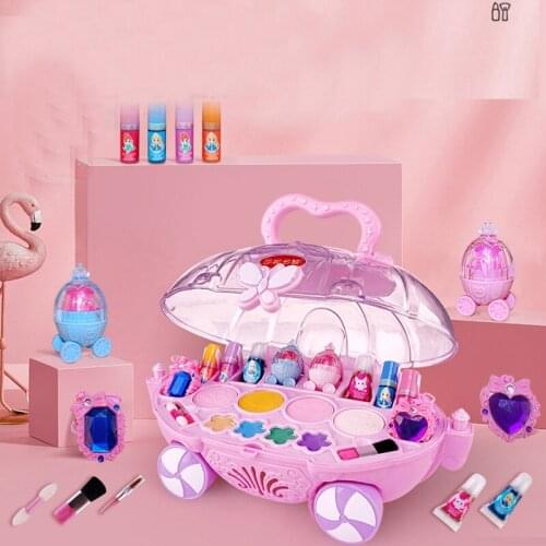 Beautiful princess large pumpkin car childrens simulation makeup tear nail oil girl family beauty toy Girl Birthday gift