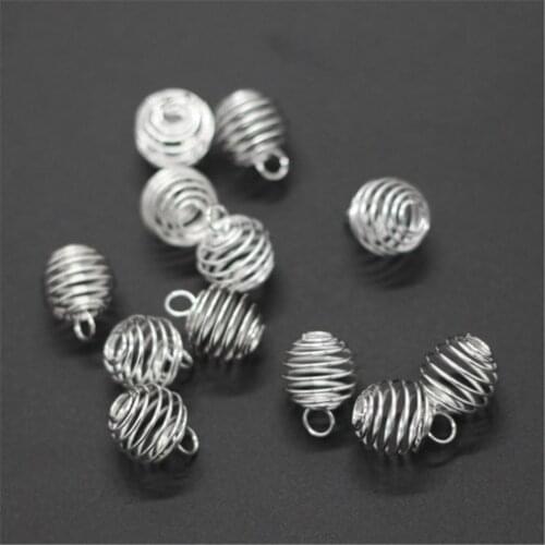 30 Pcs/set And 3 Sizes Spiral Bead Cages Pendants Gold Silver Color For Diy Crystals Stones Jewelry Making Craft Supply
