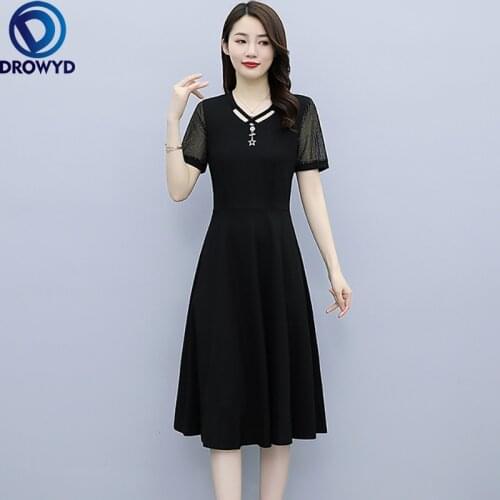 M-5XL Plus Size Summer Short Sleeve Pleated Dress Women 2021 New Fashion Ruffle V-Neck Elegant Black Long Party Dresses Vestidos