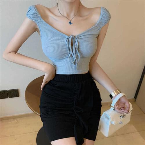 Sexy 2021 Summer Women Backless Tank Top Fashion Ladies Sleeveless Strapless Ruched Slim Crop Tops Camisole Female Clothing Vest