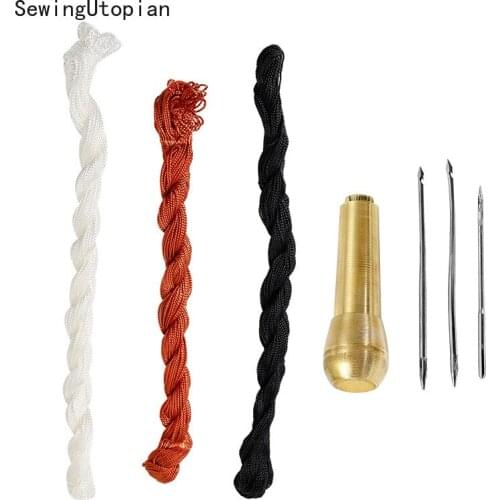 Copper Handle Awl Shoe Nylon Thread Repair Shoe Polyester Rope Hand-made Bottom Thread Professional Leather Craft Working Tools