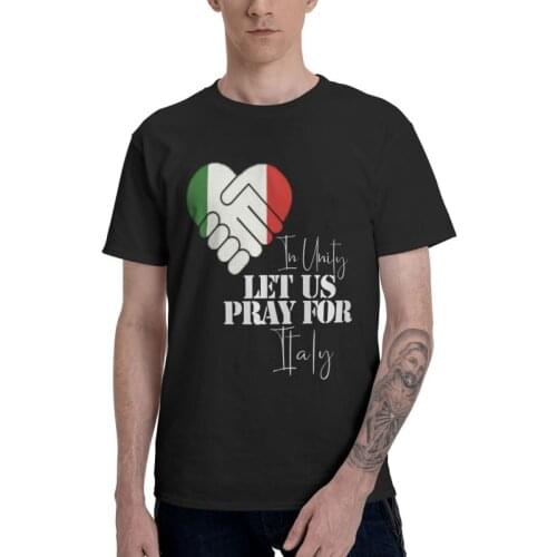 Pray For Italy T Shirt Mens Cotton Print T-shirt Streetwear Tshirt Short Sleeve Culture Italian Flag Fashion Cool Tee Top Gift