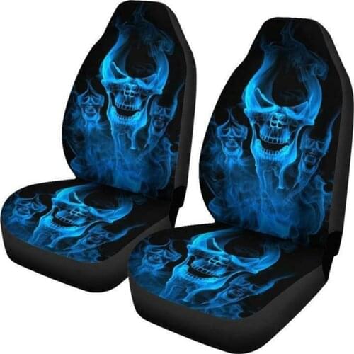 AUTO KEGAN 1/2 Pcs Front Car Seat Covers Set of Skulls Fit Most Vehicle Cars Truck SUV Van for Ford Focus 2 Tesla Model 3 Toyota
