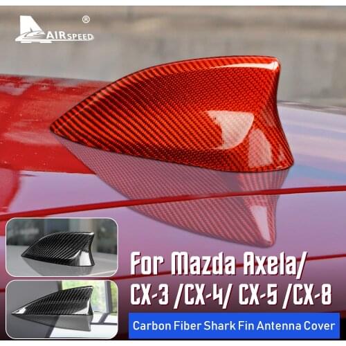 AIRSPEED Real Carbon Fiber for Mazda 3 Axela CX-3 CX-4 CX-5 CX-8 Accessories Exterior Car Shark Fin Antenna Cover Sticker Trim