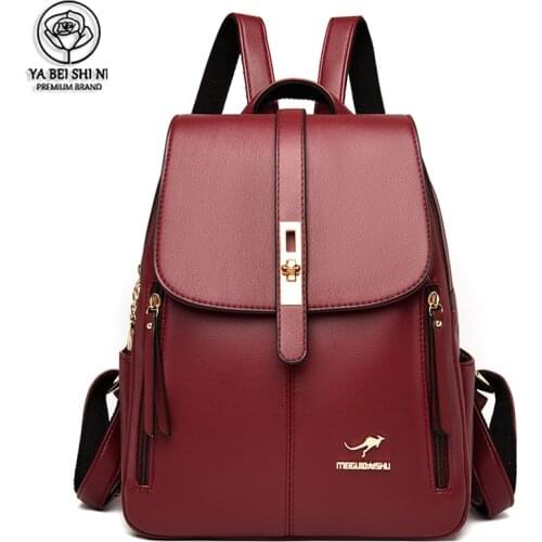 New High Quality Leather Backpack For Women High Capacity Travel Backpack Luxury Designer Ladies Bags 2021 Girls Schoolbags Sac