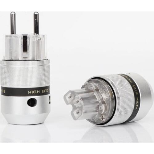 One Pair ER(T) CR(T) Rhodium plated Schuko Power connector+IEC Female Plug with DIY audio power cable
