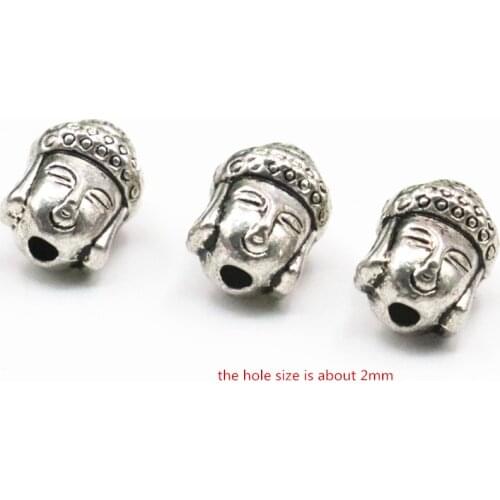 Wholesale 20PCS Tibetan Silver-color Buddha Head Shape Spacer Craft Beads for Jewelry Making Pendant Accessories Findings A338