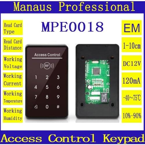 Wholesale Hot Selling 125 khz RFID touch keyboard access control system support reader 1000 user ID Card crystal keypad E18