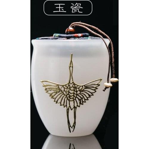 Jade Porcelain Tea Caddy Transparent With Cover Thicken Sealed Jar Household Storage Tank Large Pu'er Packaging