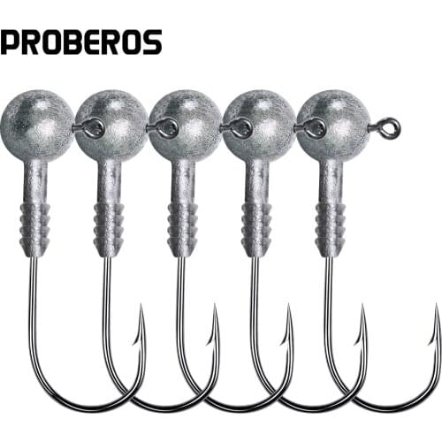 PROBEROS 100pcs/lot Jig Head Hooks 3.2G-4.5G Weight Bottom Fishing Hooks Natural Color Jigging Fishhook Jigs Fishing Tackle