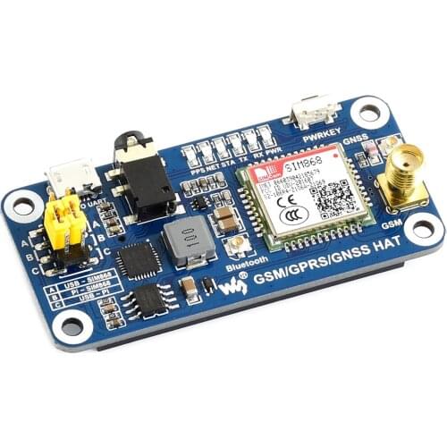 Aihasd SIM868 GSM GPRS GNSS Bluetooth 3.0 HAT for Raspberry Pi 2B/3B/Zero/Zero W Support SMS Phone Call CP2102 UART WS0005