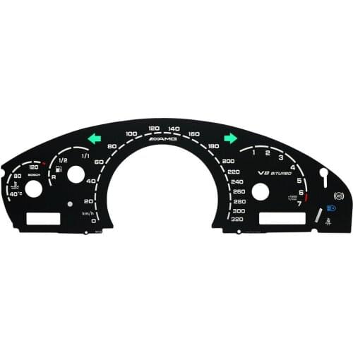 Speedometer instrument cluster gauge faceplate overlay For Mercedes 320KM/H V8 BITURBO W220 W215 Upgrade For AMG