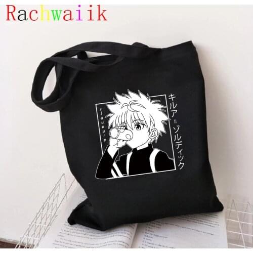 Japanese Anime hunter x hunter Shopping Bag Eco Manga Tote Harajuku Shopper Bag Women Canvas Shoulder Bag Killua Zoldyck Hisoka