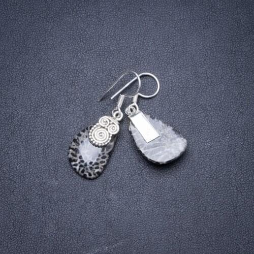 Natural Turritella Handmade Unique 925 Sterling Silver Earrings 1.5" Y1761