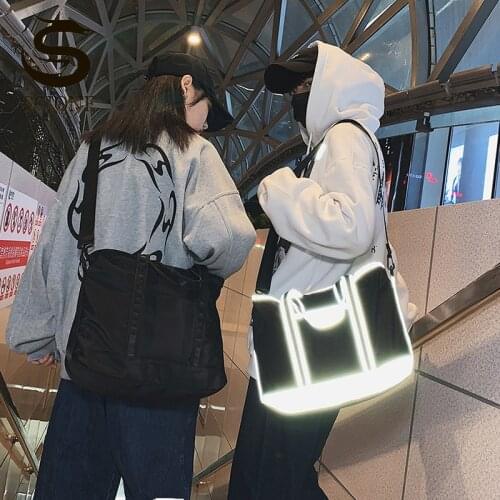 Unisex Nylon Travel Bags Solid Reflective Handbags Weekend Portable Bag Casual Duffle Bag Organizers large Luggage Bags XA308M