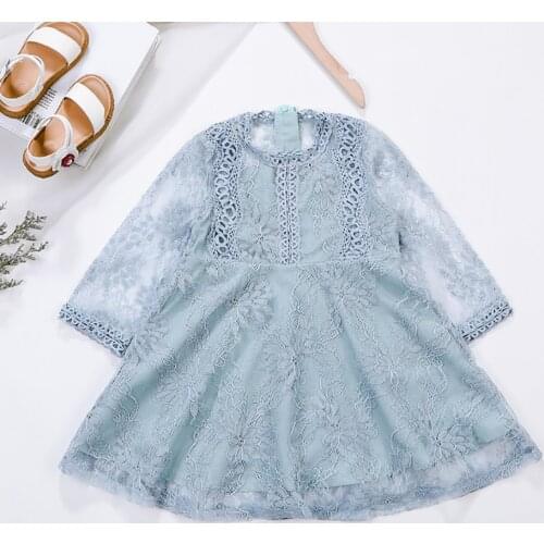 VOGUEON Girls Dress Spring 2021 Fashion Girls Clothes Long Sleeve Lace Mesh Female Childrens Dresses Korean style Kids Clothing