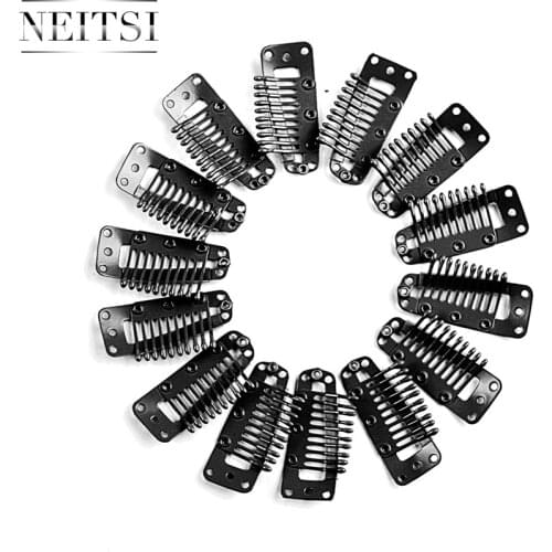 Neitsi 3.8cm 50pcs/pack I Shape Clips Stainless Steel Hair Snap Clips for Feather Clip In Hair Extensions Wigs Weft 5 Colors