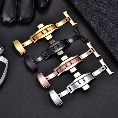 High Quality Stainless Steel Automatic Double Click Butterfly Buckle Fold Clasp 14 16 20 22 24mm Buckle Watch Accessories