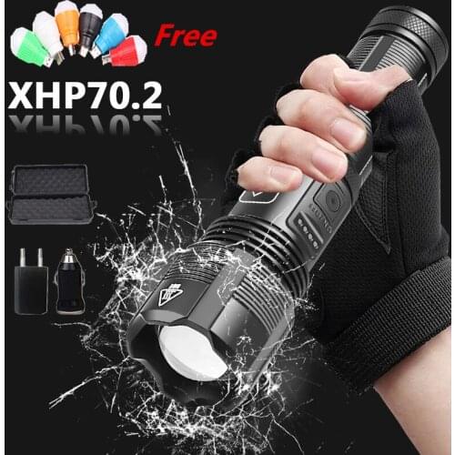 High Quality XHP70.3 Tactical Hunting Led Flashlight Power by 18650 AAA Battery Usb Rechargeable Torch Zoomable XHP50.2 Lantern