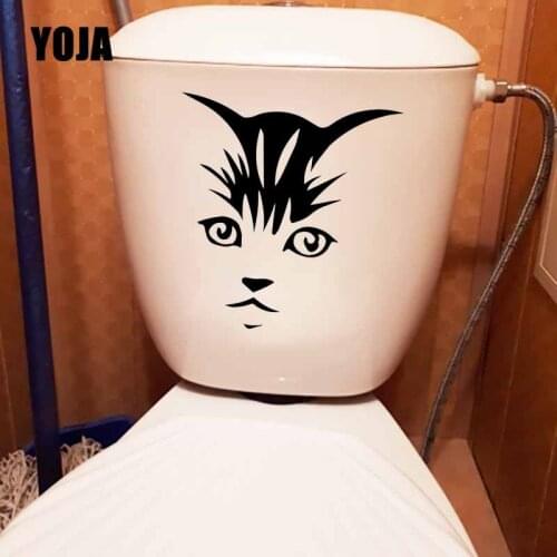 YOJA 22X23.4CM Funny Wall Decal Cat Kitten Face Home Decoration Toilet Sticker T5-0180