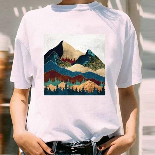 Women Graphic Mountain Cartoon Vacation Girl 90s Spring Summer Short Sleeve Lady Print Female Clothes Tops Tees Tshirt T-Shirt
