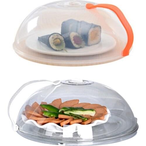 1PC Hot Selling High Quality Transparent Fresh-keeping Lids Plastic Oil-proof Microwave Oven Cover Handle Round Anti-scalding