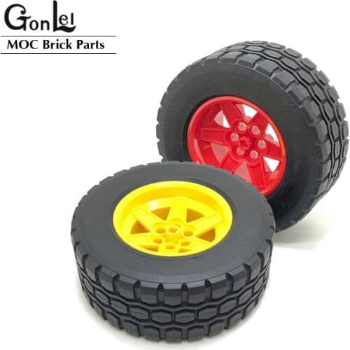 2Pcs/lot Tyre 94.3x38 R Wheels and Tyres Wheel 56x34 High-Tech Racing 92912 15038 MOC Building Blocks Bricks Cars DIY Toys Parts