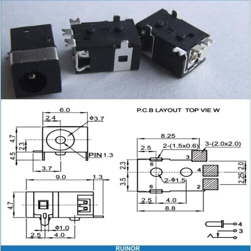 200pcs 3.5mm x 1.3mm DC Jack Female for SMD PCB Charger Power Plug Soldering