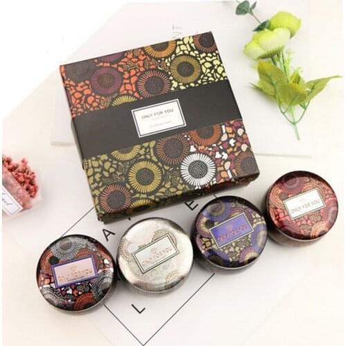 4Pcs Candle Japanese-style Aromatherapy Candle Chiyoda Paper Tinplate Jar For Creating The Ambience