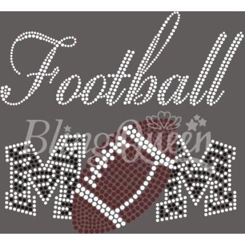 BlingQueen 25PCS/LOT Rhinestone Iron on Transfer Hot fix Design Football Mom Design
