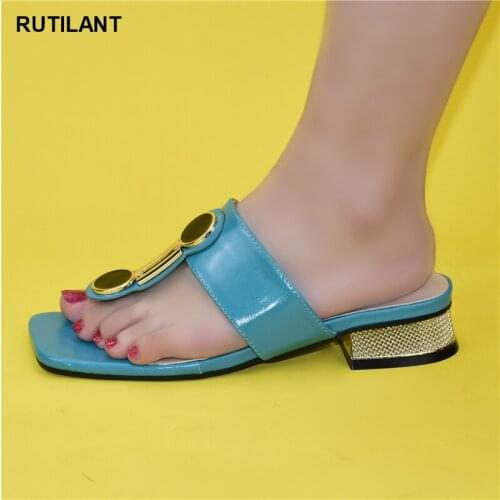 Women Shoes Low Heels Wedding Shoe Hot Selling Italian Style Slingbacks African Women Slippers Nigerian Sandals High Quality