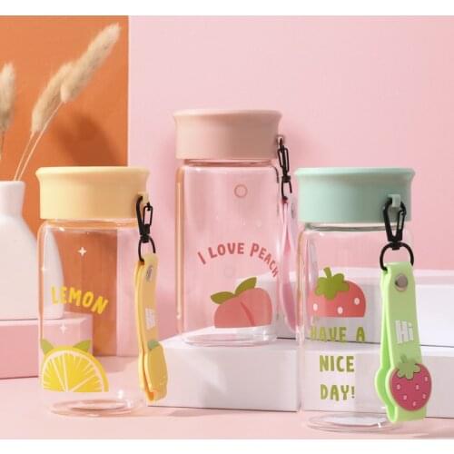 Water bottle simple portable outdoor creative sports bottle cute fruit pattern boiling water transparent glass mini water cup