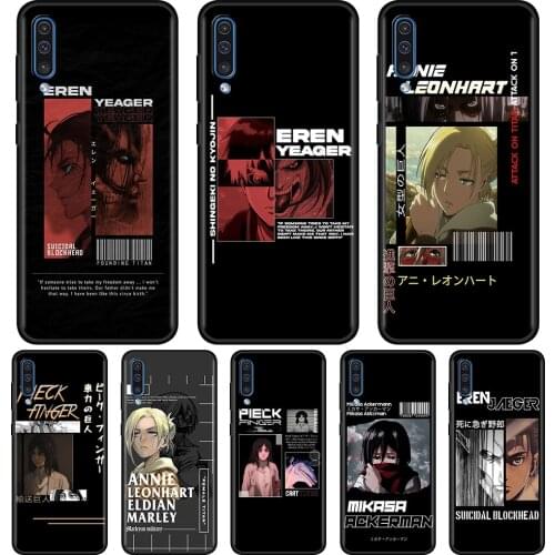 Phone Case For Samsung Galaxy A90 A80 A70 A60 A50 A40 A30 A20 A10 Black Silicone Cover Attack on Titan Eren