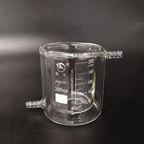 Double-deck beaker,Low form with tick marks,200ml,Double-layer cold trap with graduations,Photocatalytic reaction bottle