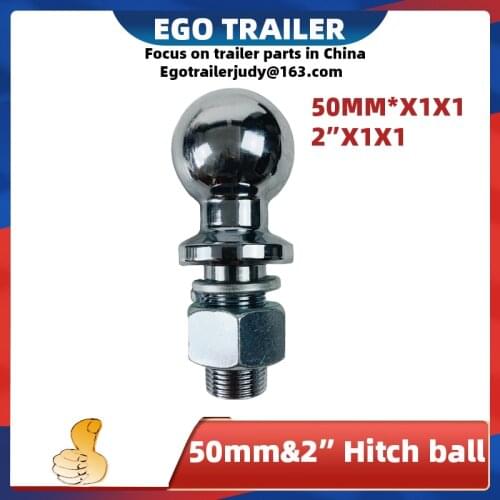 Egotrailer Chrome Hitch Tow Ball 2"50mm1"(M25) shank dia.Trailer Hitch Towball Capacity 5000lbs, trailer parts,trailer coupling